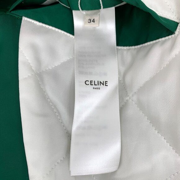 Celine Green Striped Letter Embroidered Long Sleeve Baseball Jacket XXS 100% Cot - Picture 7 of 7